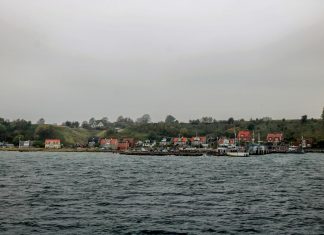 The approach to the Island of Landskrona, Sweden, where the Spirit of Hven Distillery is located.